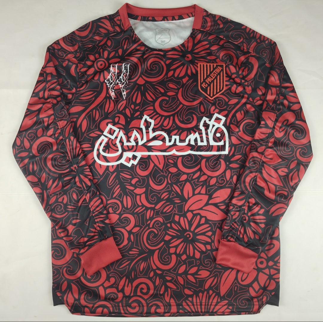 25/26 Red Floral Arabic Jersey - Full Sleeve