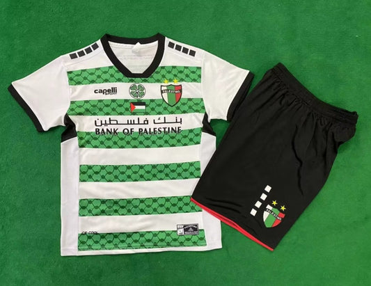 Children's Striped Bank Of Palestine Short Set (Green/White)