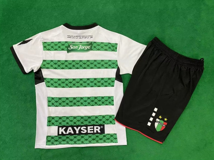 Children's Striped Bank Of Palestine Short Set (Green/White)